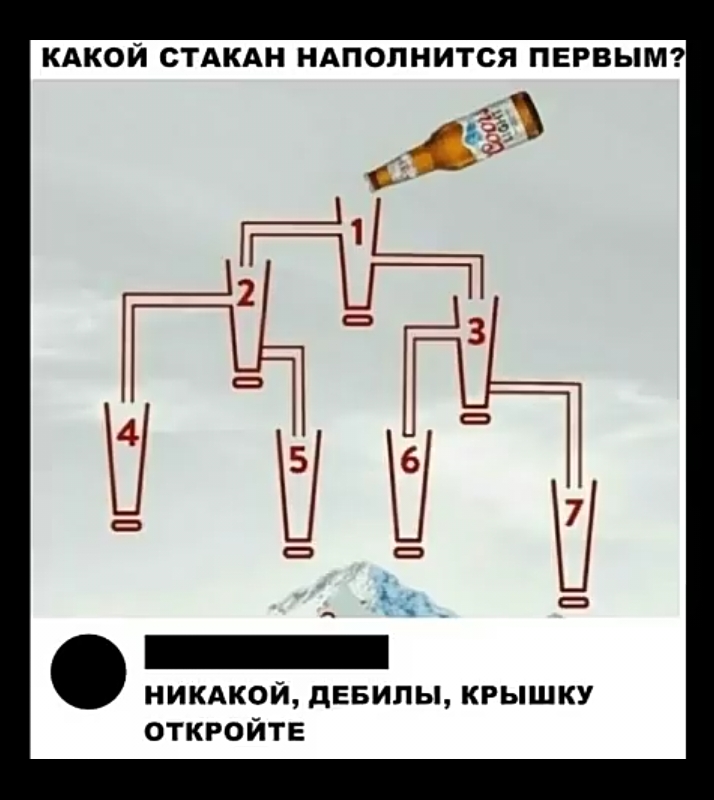 КАКОЙ СТАКАН НАПОЛНИТСЯ ПЕРВЫМ никдкой дЕБипы крышку откройтв