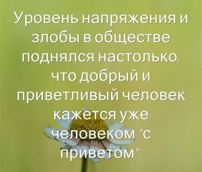 Уровень напряжения и злобы в обществе поднялся настолько что добрый и приветливый человек кажется же здове с п у