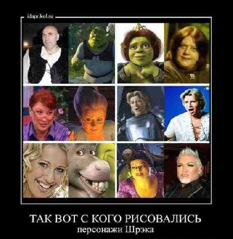 ТАК ВОТ С КОГО РИСОВАЛИСЬ персеиажи Шрэка