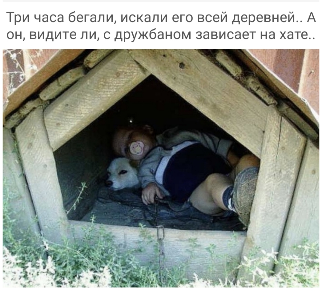 Три часа бегали искали его всей деревней А он видите ли с дружбаном зависает на хате __ д _