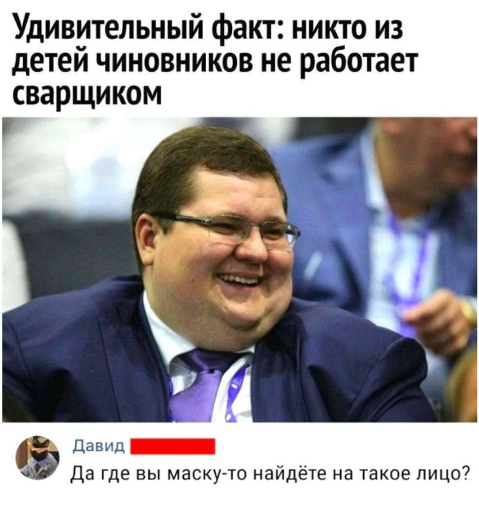 Удивительный факт никто из детеи чиновников не работает сварщиком дад _ Да где вы маскугто найдёте на такое лицоч