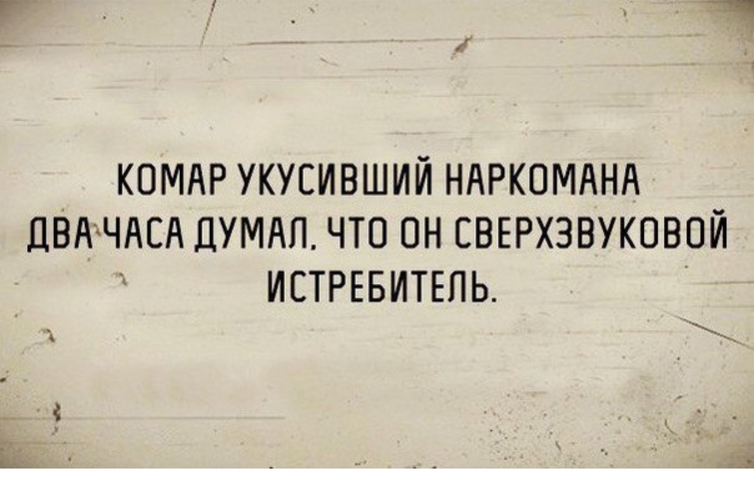 КОМАР УКУСИВШИЙ НАРКОМАНА ДВА ЧАСА ЦУМАП ЧТО ОН СВЕРХЗВУКОВОЙ ИСТРЕБИТЕПЬ _