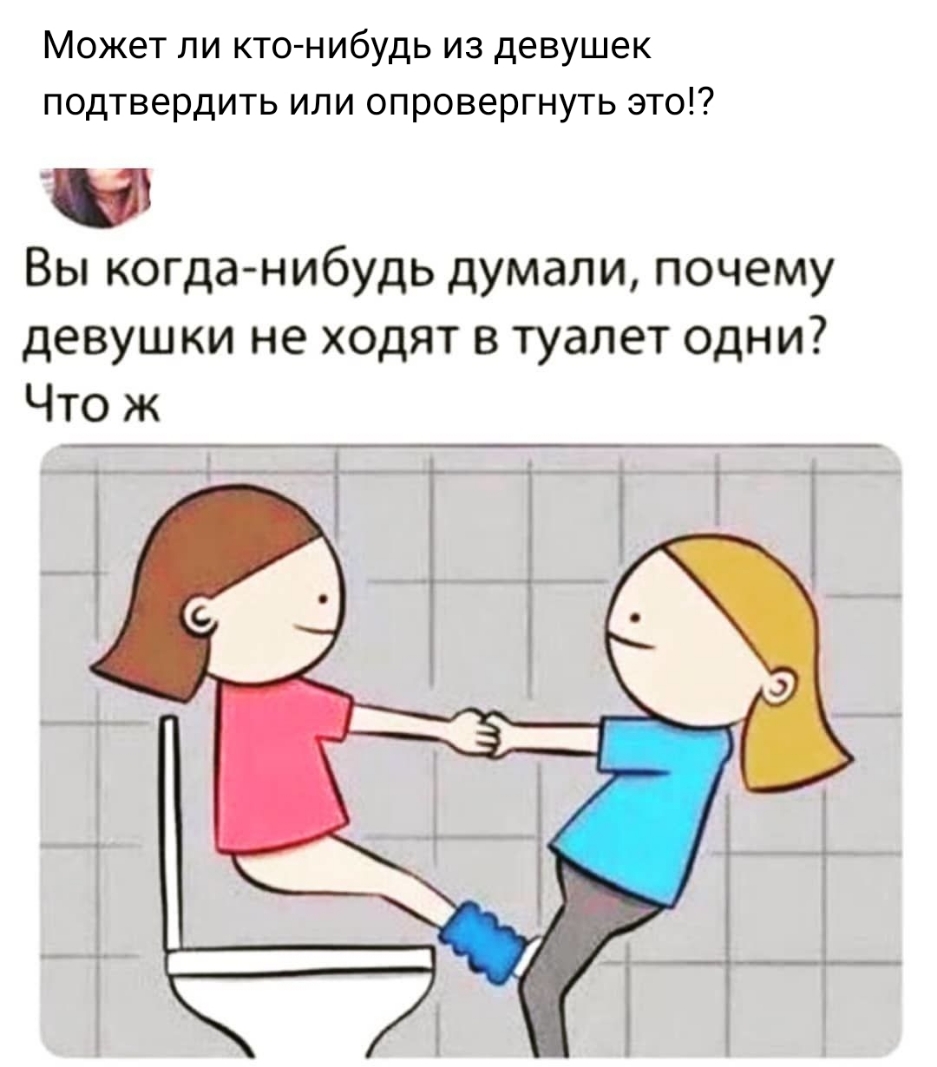Может ли кто нибудь из девушек подтвердить или опровергнуть это 0 Вы когда нибудь думали почему девушки не ходят в туалет одни Что ж
