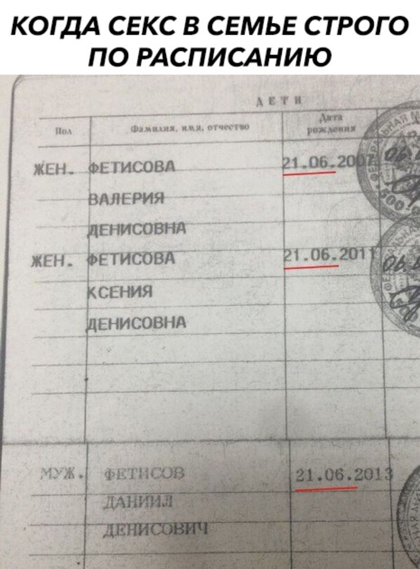 КОГДА СЕКС В СЕМЬЕ СТРОГО ПО РАСПИСАНИЮ