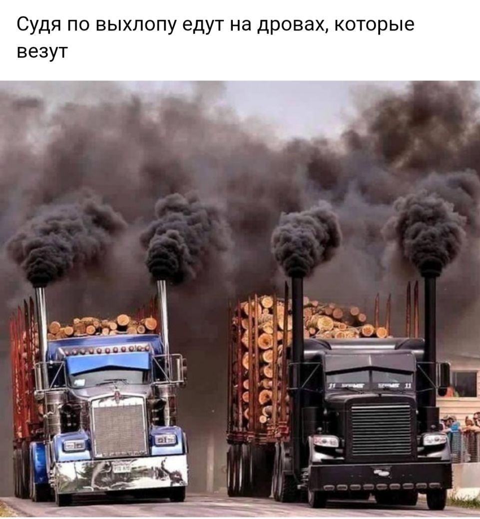 Судя по выхлопу едут на дровах которые везут