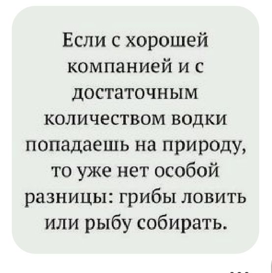 Если с хорошей компанией и с достаточным количеством водки попадаешь на приролу то уже нет особой разницы грибы ловить или рыбу собирать