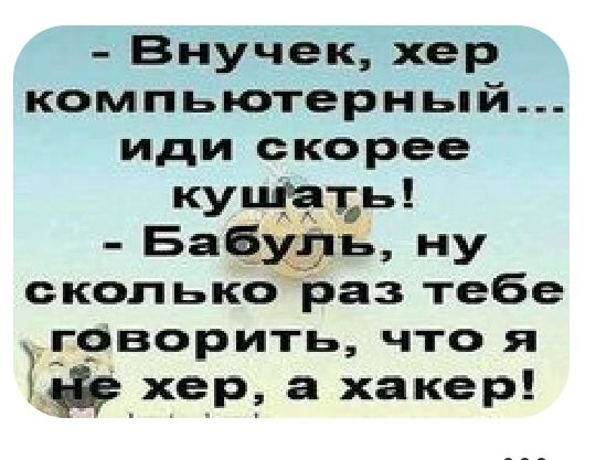 Внучек хер компьютерньяй иди скорее купить Баёзфь ну сколько раз тебе _г9ворить что я 1 хер а хакер