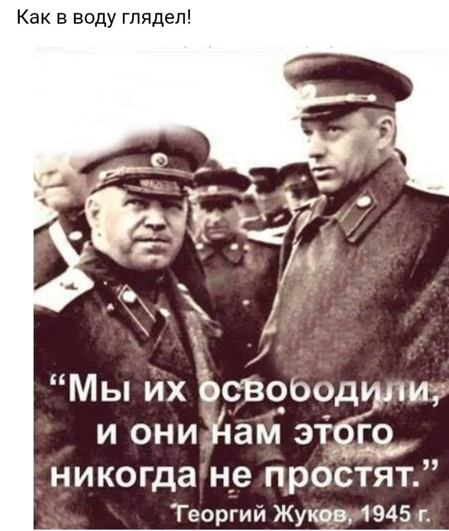 Как в воду глядел Мы их ёсв900дшіи и они Здам этЗго никогда не простят Теоргий Жукцв 1945 г