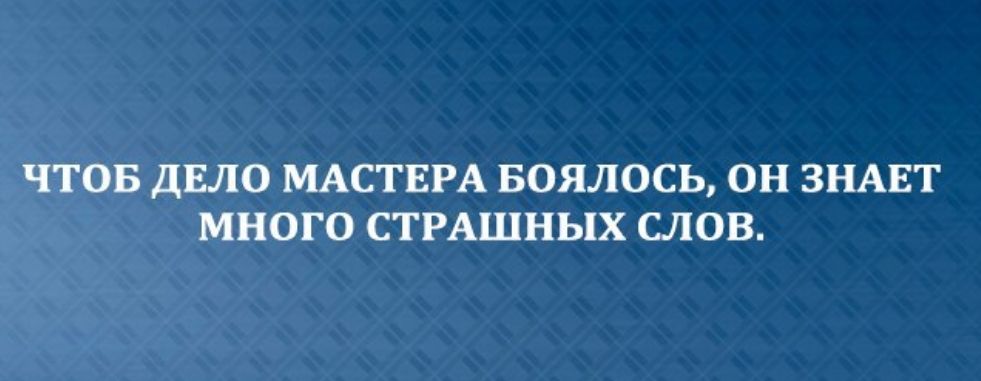 ЧТОБ ДЕЛО МАСТЕРА БОЯЛОСЬ ОН ЗНАЕТ МНОГО СТРАШНЫХ СЛОВ