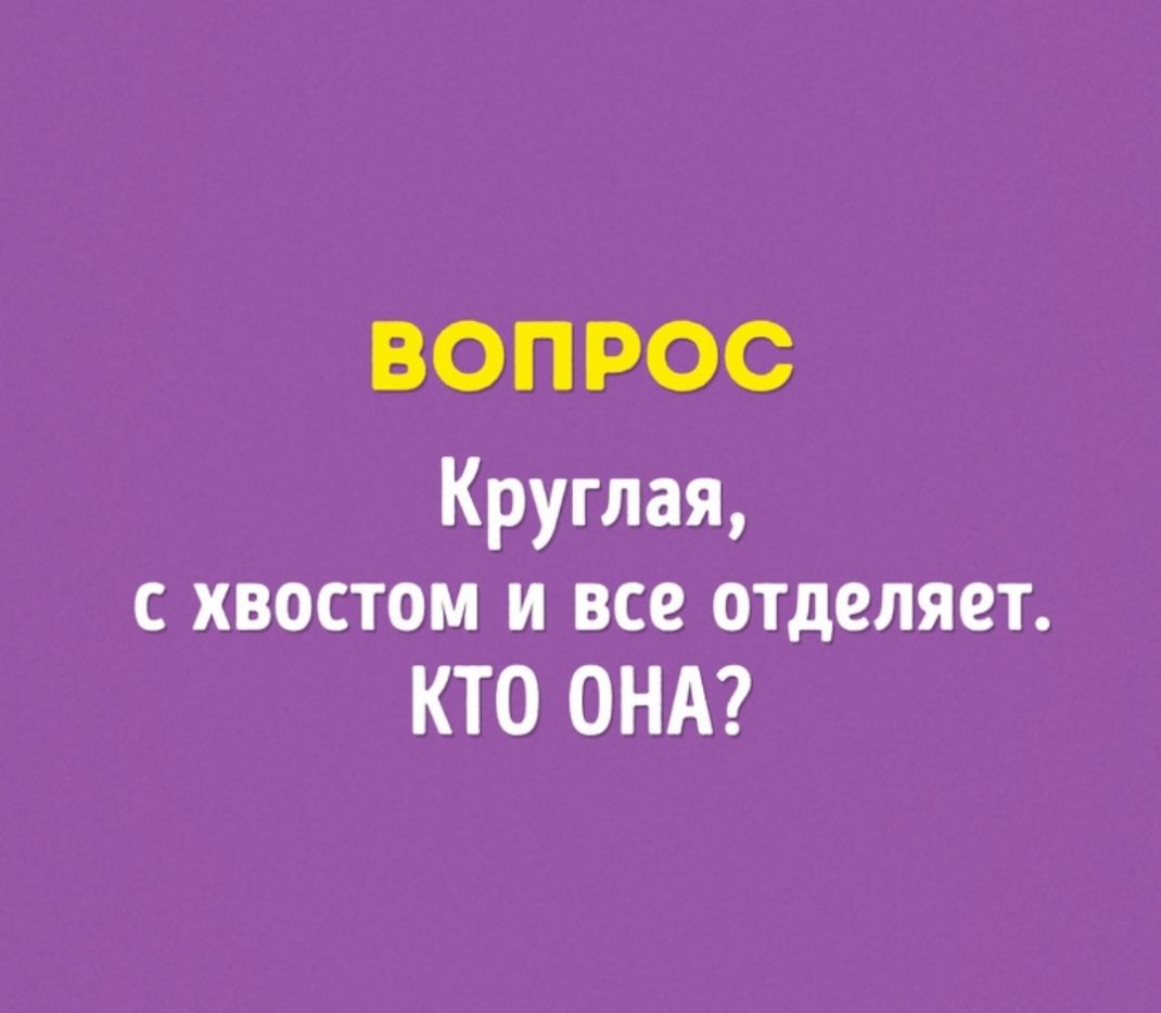 ВОПРОС Круглая с хвостом и все отделяет КТО ОНА