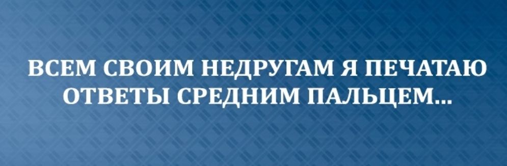ВСЕМ СВОИМ НЕДРУГАМ Я ПЕЧАТАЮ ОТВЕТЫ СРЕДНИМ ПАЛЬЦЕМ