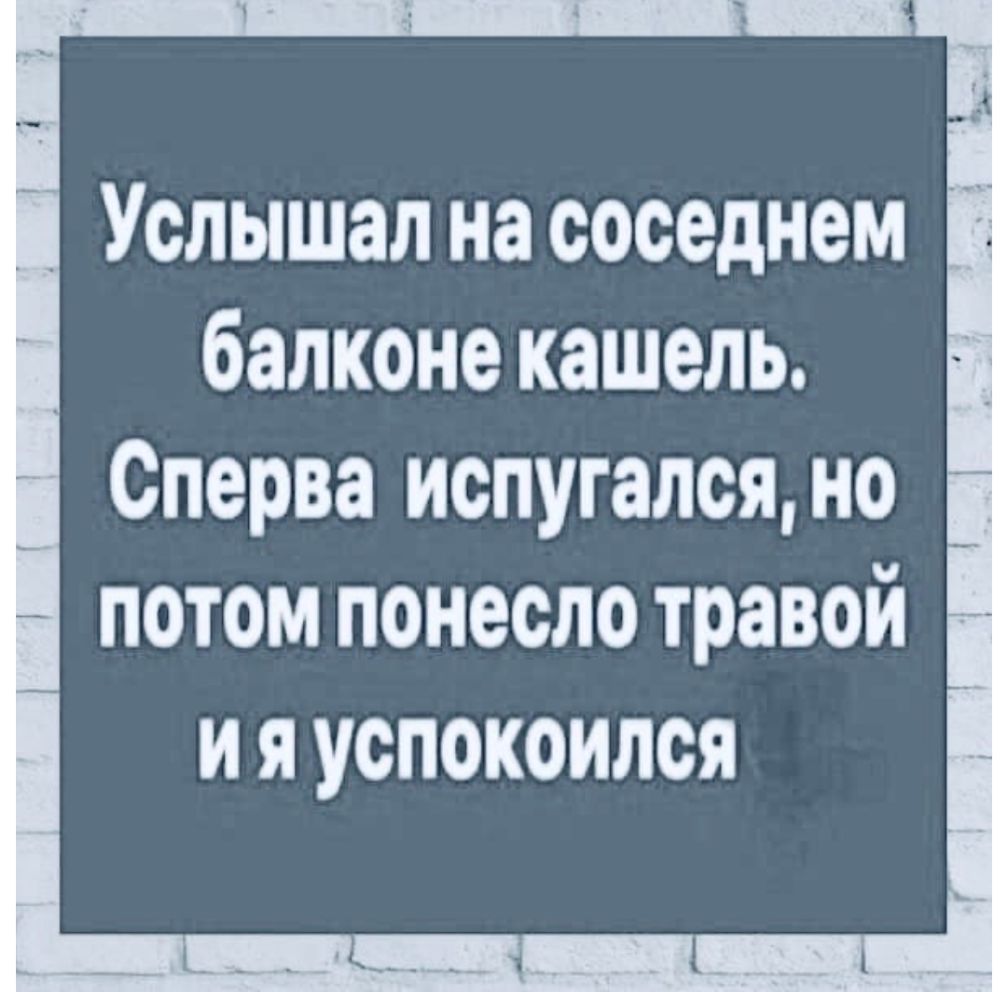 Услышал на соседнем _ балконе кашель _ Сперва испугался но