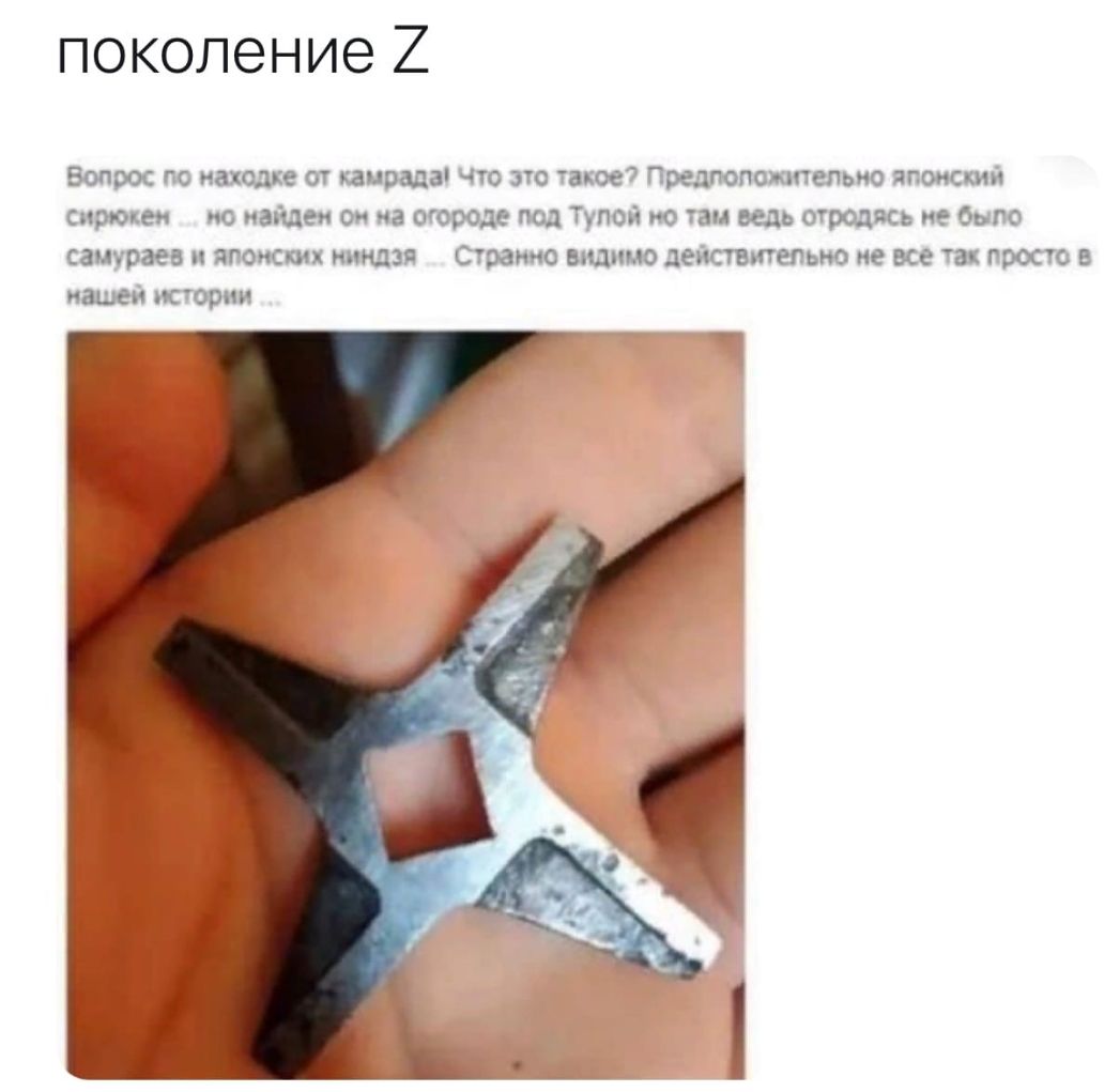 поколение 2 Вопрос по находке от пища чт вю такое Предпопотепьио японский сирюкеи по найден он на огороде под Тупой ио таи ведь огродясь не было самураев и японских ниндзя Странно ишшо действитепьно не все так просто в нашей истории