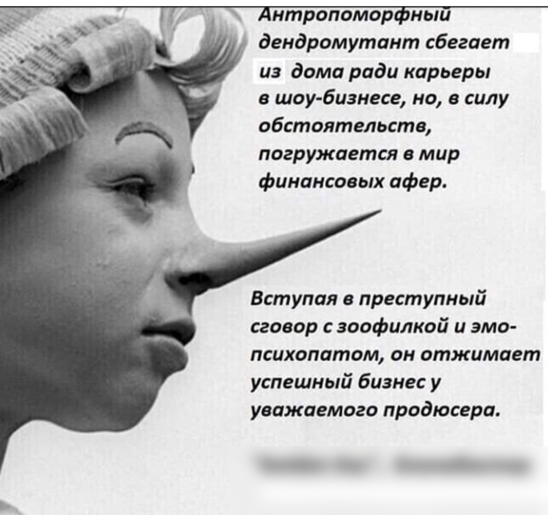 нтропомор ныи дендромутант сбегает из дома ради карьеры в шоу бизнесе но в силу обстоятельств погружается в мир финансовых афер Вступая преступный сговор с зоофилкой и эмо психопатом он отжимает успешный бизнес у уважаемого продюсера