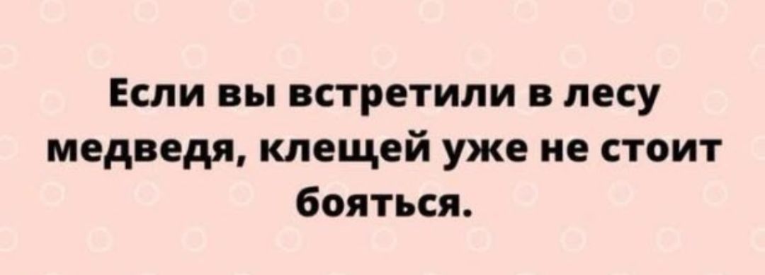 Если вы встретили в лесу медведя клещей уже не стоит бояться