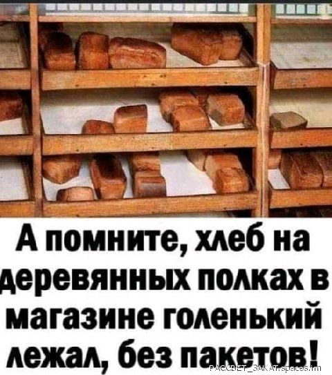 А помните хдеб на деревянных полках в магазине тоненький дежан без мышцы
