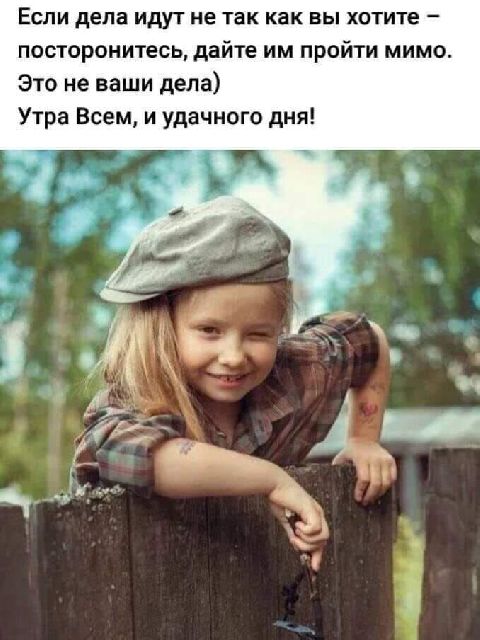 Если дела идут не так как вы хотите посторонитесь дайте им пройти мимо это не наши дела Утра Всем и удачного дня