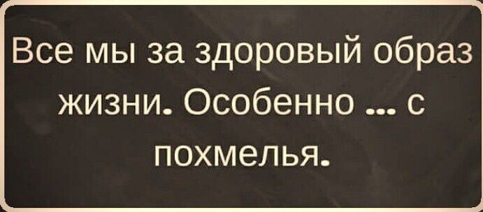 Все мы за здоровый образ жизни Особенно с похмелья