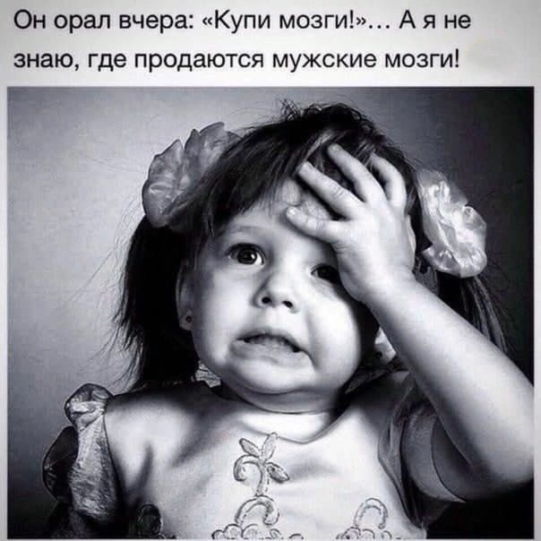 Он орал вчера: «купи мозги!»... А я не знаю, где продаются мужские мозги!