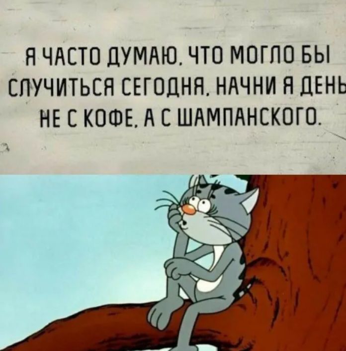 Н ЧАСТО ДУМАЮ ЧТО МОГЛО БЫ пгтучиться СЕГОДНЯ НАЧНИ Я ДЕНЬ НЕ С КОФЕ А С ШАМПАНСКОГО
