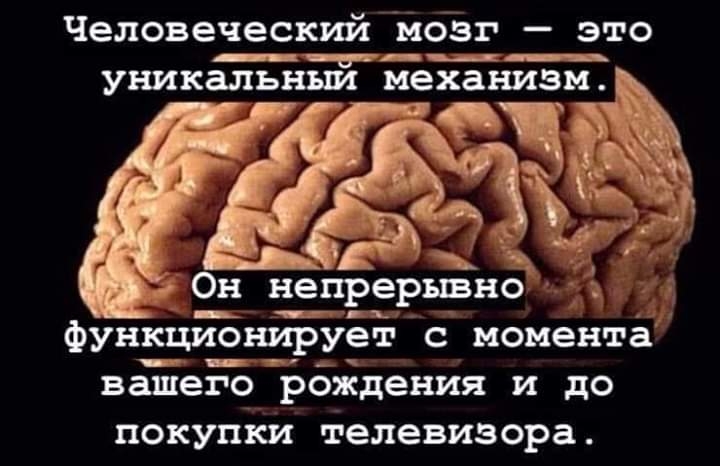 Человеческий иойзг это ______ УНИКЗЛЪНЪМ механизм ь Он непрерывно функционирует с момента _г_ вашего рождения И до ПОКУПКИ телевизора