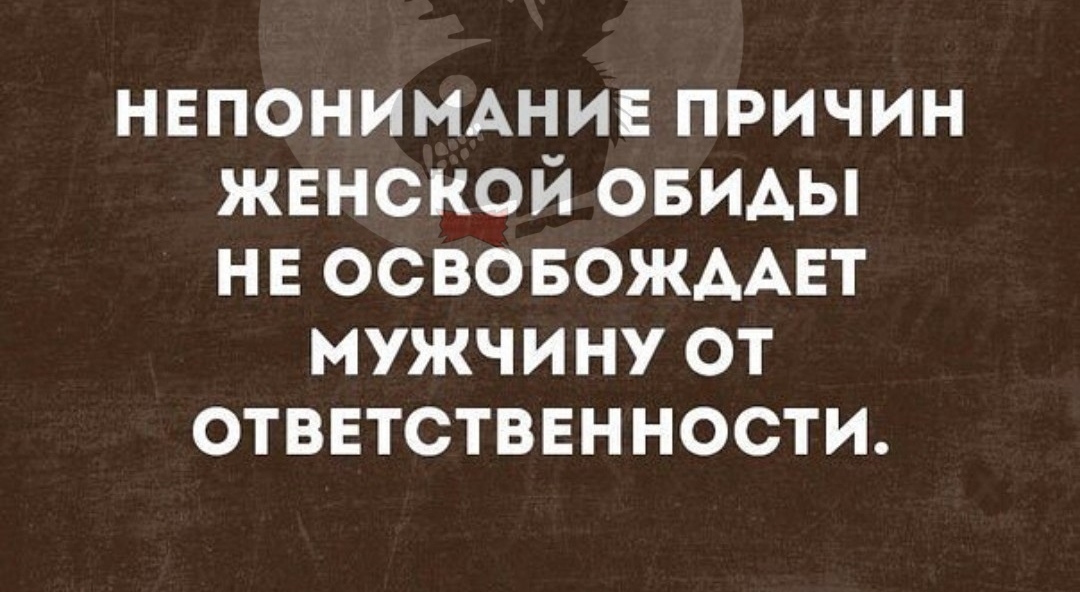 нвпонимшив причин жвнской ОБИАЫ не ОСВОБОЖААЕТ мужчину от ответственности