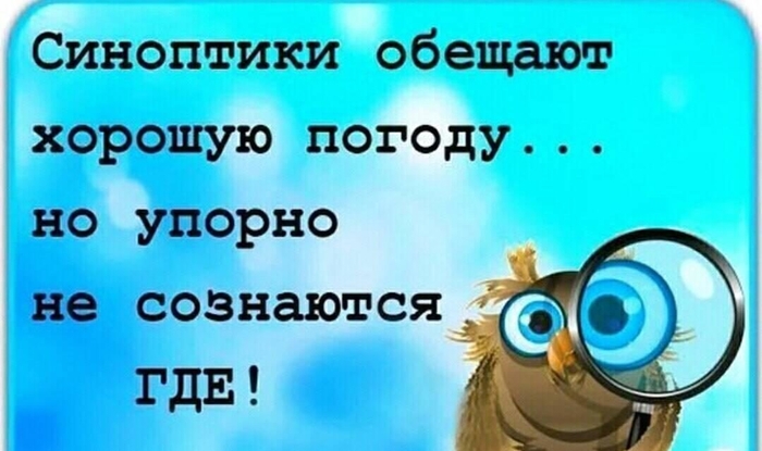Синоптики обещдют хорошую погоду но упорно ГДЕ