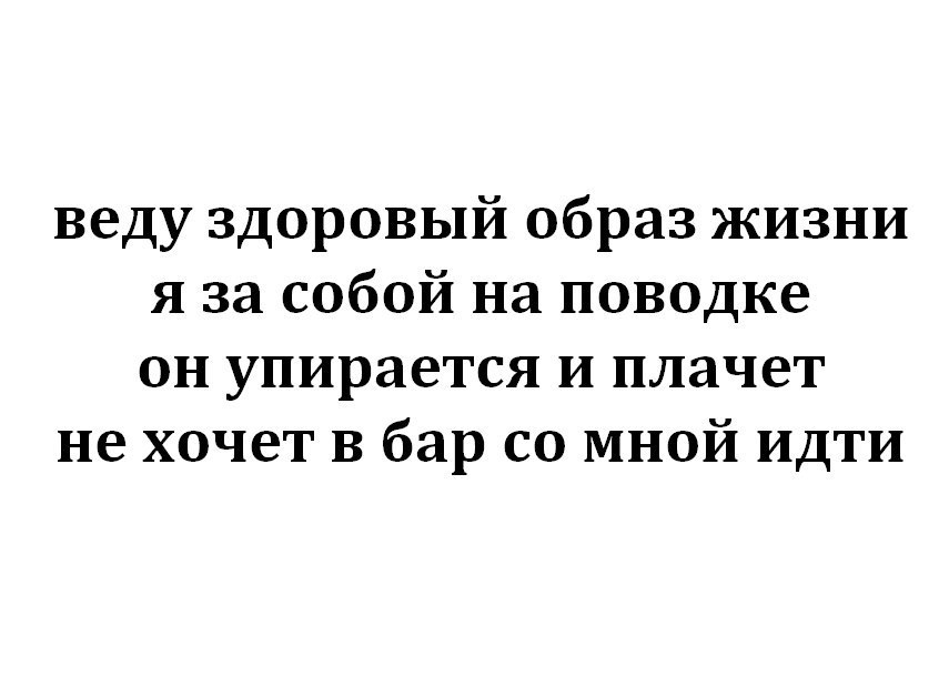 веду здоровый образ жизни я за собой на поводке он упирается и плачет не хочет в бар со мной идти