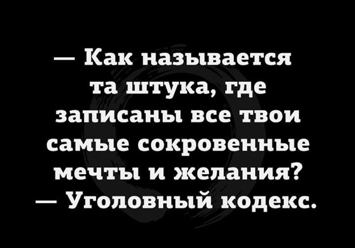 Как называется та штука где записаны все твои самые сокровенные мечты и желания Уголовный кодекс