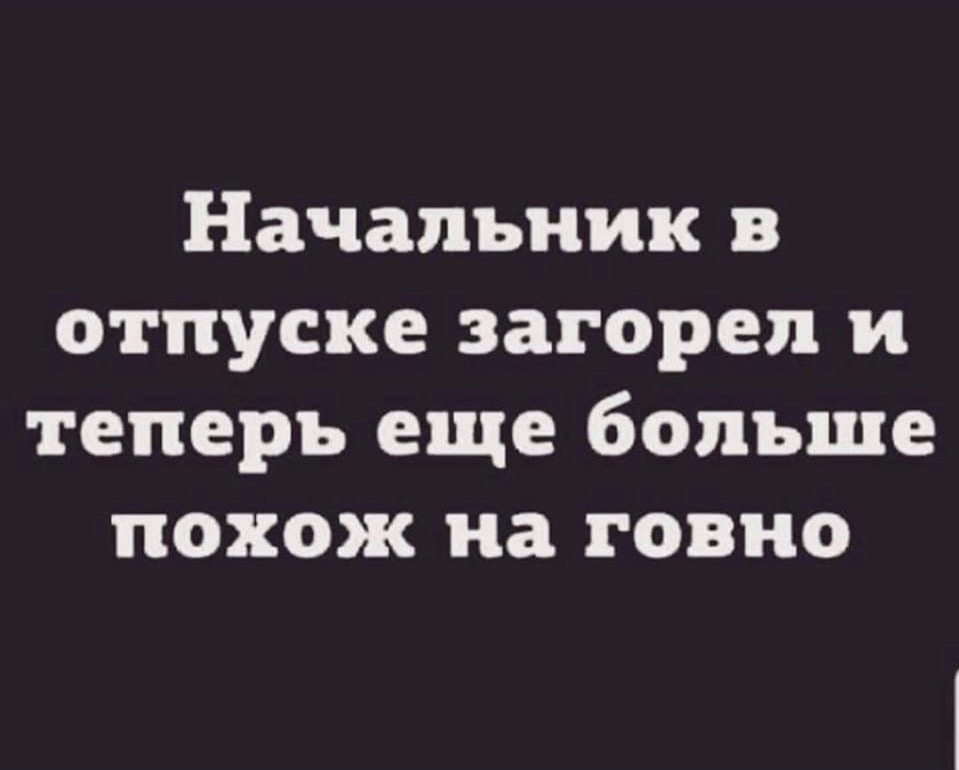 Начальник отпуске загореп и теперь еще больше похож на говно