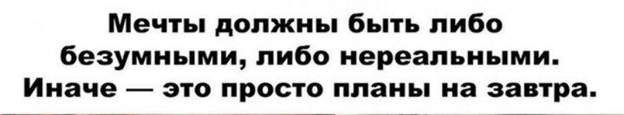 Мечты должны быть либо безумными либо нереальными Иначе это просто планы на завтра
