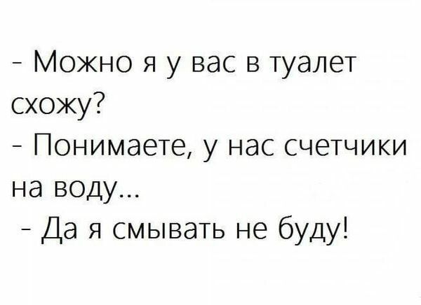 Можно я у вас в туалет схожу Понимаете у нас счетчики на воду Да я смывать не буду