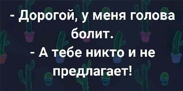 дорогой у меня голова болит А тебе никто и не предлагает