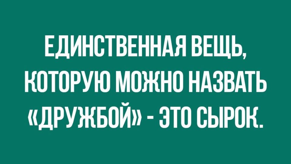 ЕДИНСТВЕННАЯ ВЕЩЬ КОТОРУЮ МОЖНО НАЗВАТЬ ДРУЖБПЙ ЭТО СЫРОН