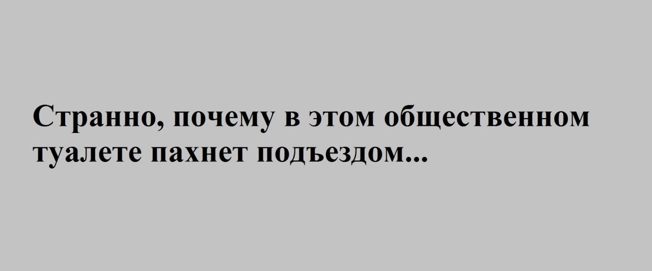 Странно почему в этом общественном туалете пахнет подъездом