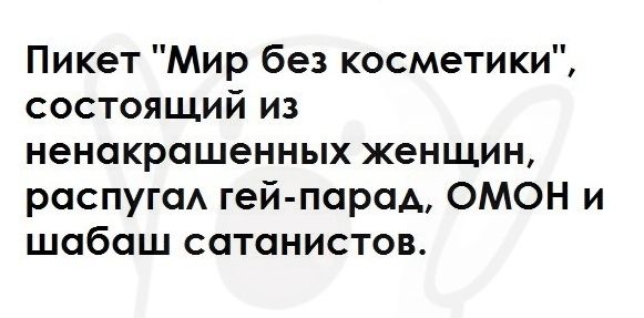 Пикет Мир без косметики состоящий из ненакрашенных женщин распугсм гей парад ОМОН и шабаш сатанистов