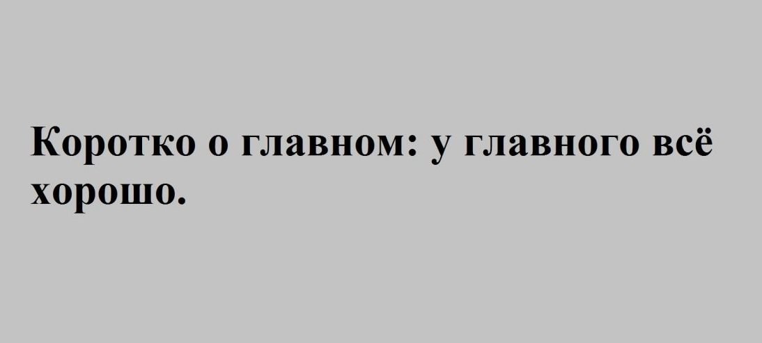 Коротко о главном у главного всё хорошо