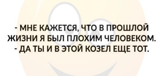 МНЕ КАЖЕТСЯ что в прошлой жизни я БЫЛ плохим человеком дА ты и в этой козвл ЕЩЕ тот