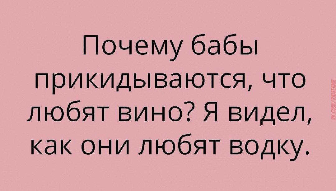 Почему бабы прикидываются что любят вино Я видел как они любят водку