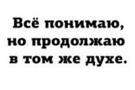 Всё понимаю но продолжаю том же духе
