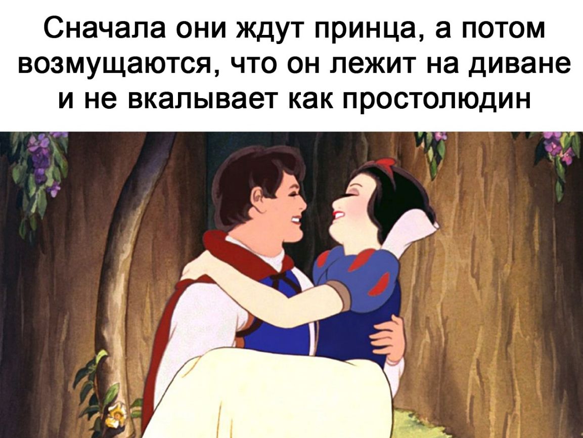 Сначала они ждут принца а потом возмущаются что он лежит на диване и не вкалывает как простолюдин
