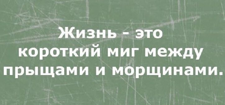 Жизнь это короткий миг между прыщами и морщинами