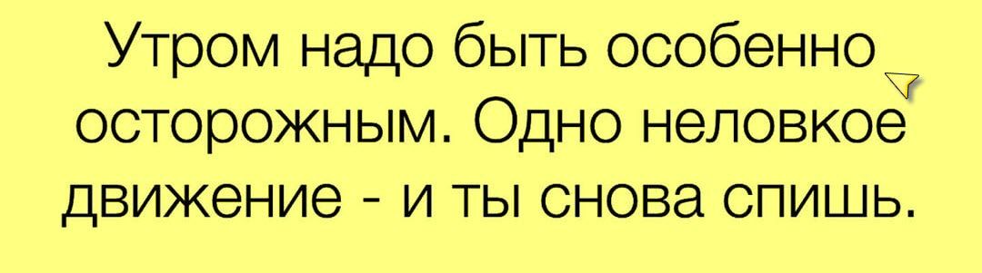 Утром надо быть особенно осторожным Одно неловкое движение и ты снова спишь