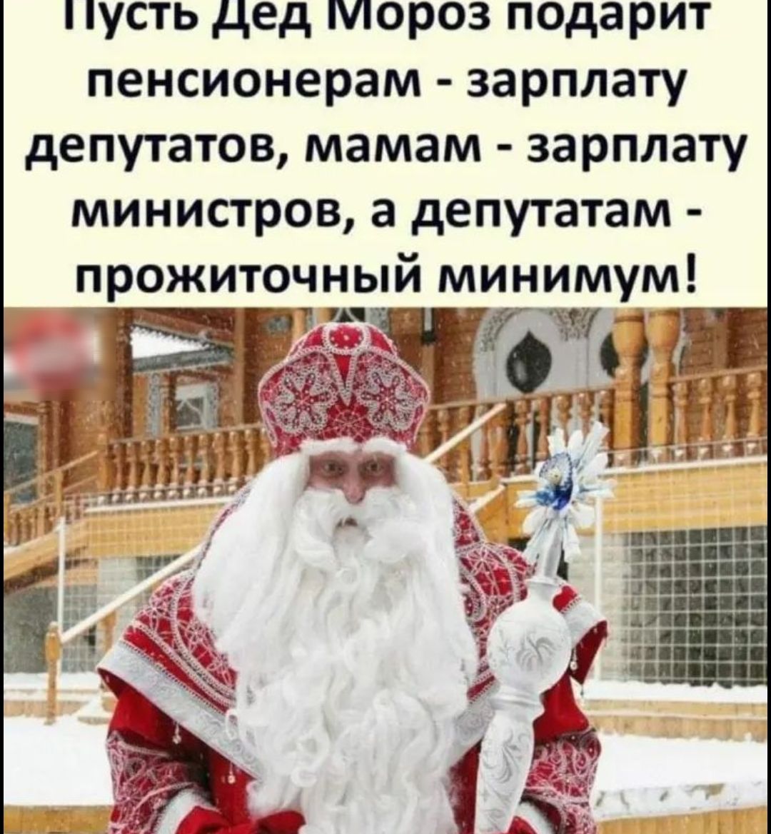 пусть дед мороз подарит пенсионерам зарплату депутатов мамам зарплату министров а депутатам прожиточный минимум