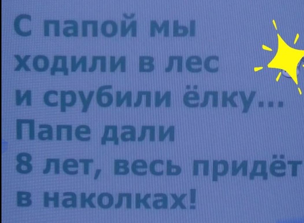 С папой мы ходили в лес и срубили ёлку Папе дали 8 лет весь придёт в наколках под