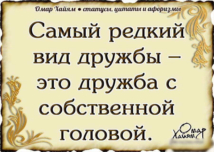 Омар Хшіям тштцш цитаты и аффизмы Самый редкий __ вид дружбы это Дружба с собственной _ головой