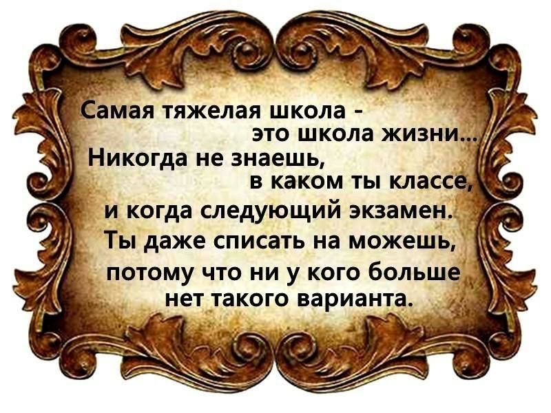 __ это школа жизни _ Никогда не знаешь _ в каком ты класс и когда следующий экзаменд Ты даже списать на можешь потому что ни у кого больше_ _ нет _такого вариа Ё