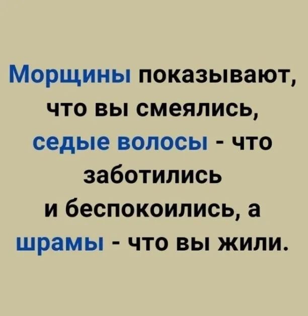 Морщины показывают что вы смеялись седые волосы что заботились и беспокоились а шрамы что вы жили