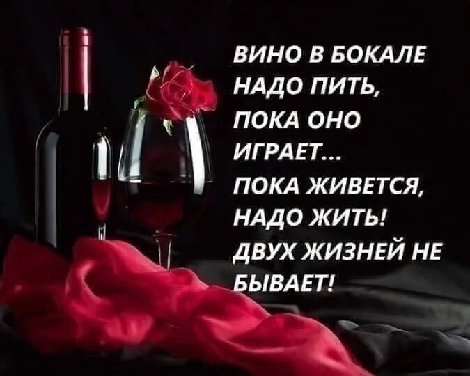 вино в БОКАЛЕ НАДО пить покд оно ИГРАЕТ покд живется НАДО житы двух жизней НЕ ЫВАЕТ