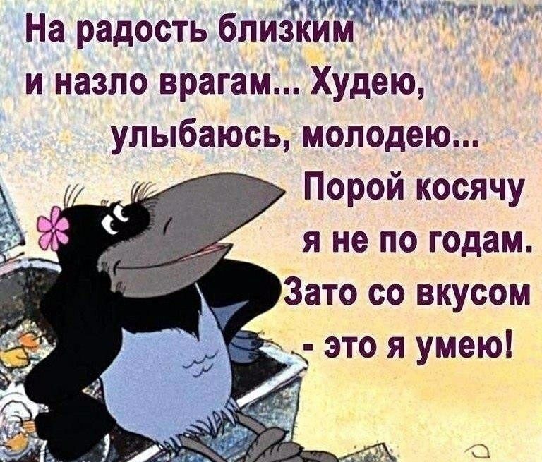 11 На радость близКим и назло врагам Худею улыбаюсь молодею Порой косячу я не по годам Зато со вкусом 3 это я умею